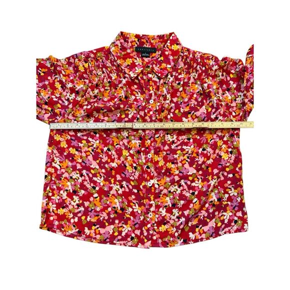 Sanctuary New Day Printed Shirt Floral Pattern Sz S Red Pink - Picture 5 of 10
